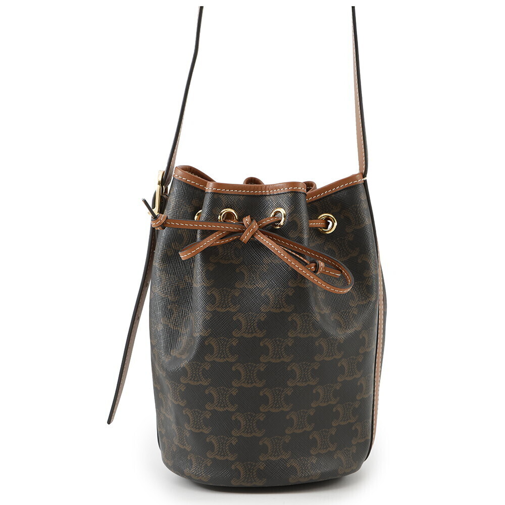 Celine Triomphe Drawstring Shoulder Bag Brown